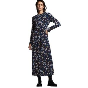 Zara Floral Long Sleeve Maxi Dress Sz Small
